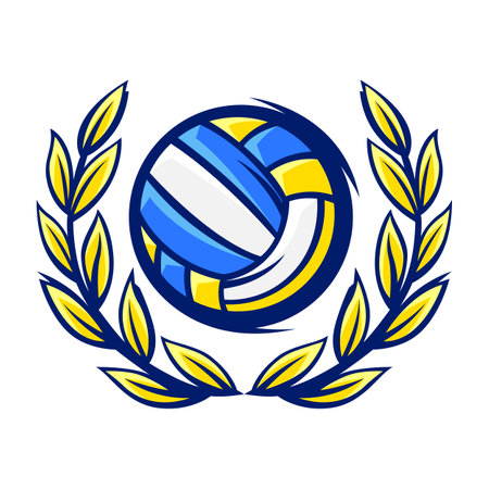 Volleyball ball illustration. Sport club item or symbol. Healthy lifestyle object in cartoon style.のイラスト素材