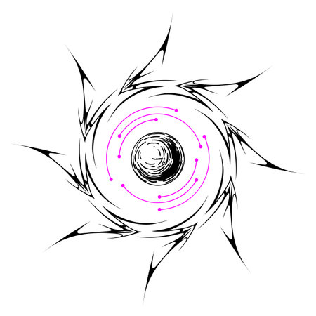 Cyber sigilism design. Neo tribal gothic style shape. Form with sharp spikes.のイラスト素材