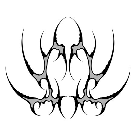 Cyber sigilism design. Neo tribal gothic style tattoo. Form with sharp spikes.のイラスト素材