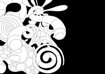 Background with abstract shapes. Cartoon cute trendy creative image. Fashion illustration in modern style.のイラスト素材