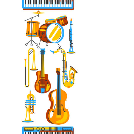 Pattern with musical instruments. Jazz, blues and classical music. Modern Art.のイラスト素材