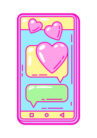 Illustration of smartphone. Colorful cute icon. Creative fun symbol in cartoon style.のイラスト素材