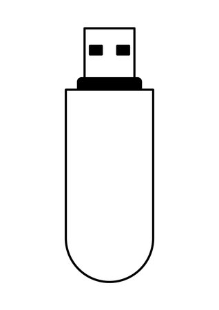 Illustration of flash drive. Computer equipment and work device. Image for technology industry and business.のイラスト素材