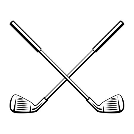 Golf sticks illustration. Sport club item or symbol. Healthy lifestyle object in cartoon style.のイラスト素材
