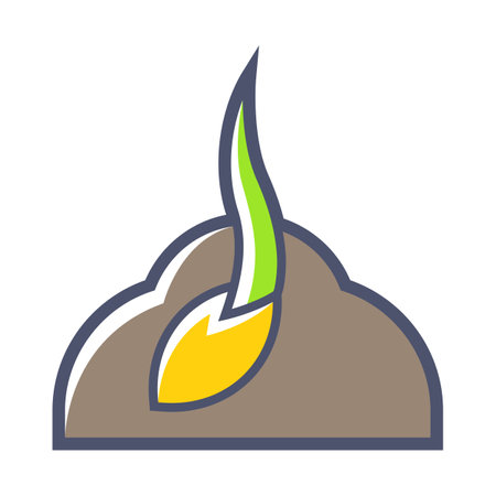 Grown sprout from seed. Agricultural, cultivation and planting illustration. Seasonal gardening image.のイラスト素材