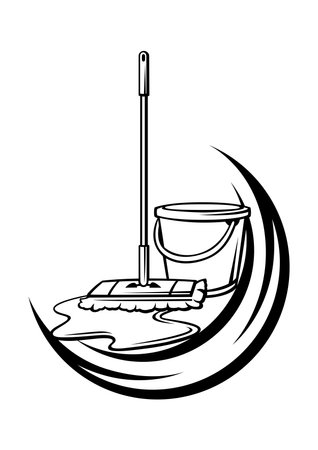 Background with cleaning items. Housekeeping illustration for service, design and advertising.のイラスト素材