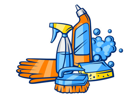 Housekeeping cleaning illustration. Background for service, design and advertising.のイラスト素材