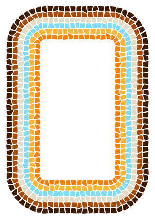 Decorative mosaic frame. Ceramic antique stone ornament. Abstract antique texture.のイラスト素材
