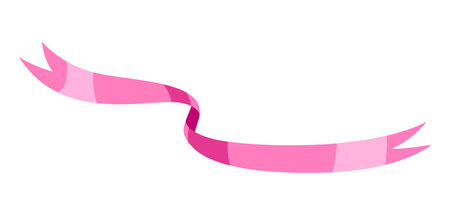 Curly pink ribbon. Beautiful decorative elegant tape. Decoration for greetings or invitations.のイラスト素材