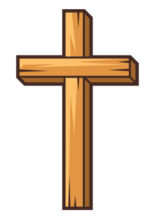 Christian wooden cross. Happy Easter image. Religious symbol of faith.のイラスト素材