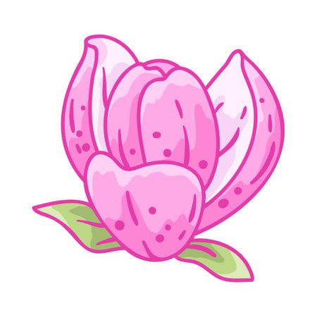 Illustration of magnolia flower. Beautiful decorative plant. Natural image.のイラスト素材