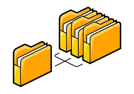 Folders for paper icon in isometry. Image for website, app, logo, UI design. Line art illustration.のイラスト素材