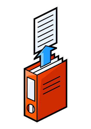 Folder for paper icon in isometry. Downloading information and files. Image for website, app, logo, UI design. Line art illustration.のイラスト素材