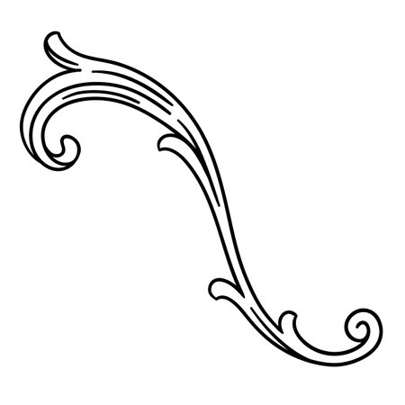 Floral element in baroque style. Decorative curling plant. Vintage swirling motif.のイラスト素材