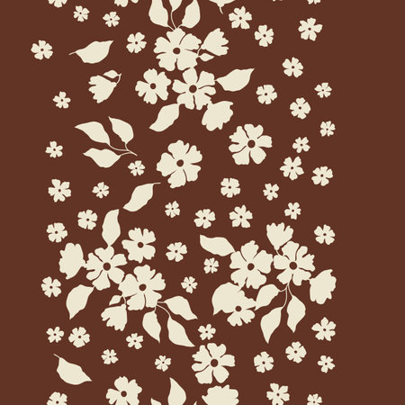 Pattern with pretty flowers. Beautiful decorative natural plants, buds and leaves.のイラスト素材