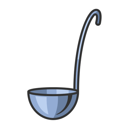 Illustration of cooking ladle. Stylized kitchen and restaurant utensil item.のイラスト素材