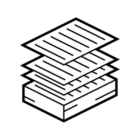 Stack of paper icon in isometry. Image for website, app, logo, UI design. Line art illustration.のイラスト素材