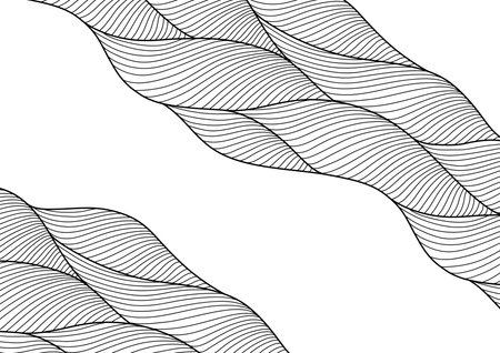 Card design with waves. Background with sea, river or water texture. Wavy striped abstract fur or hair.のイラスト素材