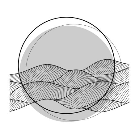 Card design with waves. Background with sea, river or water texture. Wavy striped abstract fur or hair.のイラスト素材
