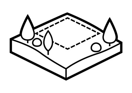 Plot of land icon in isometry style. Real estate image for website, app, logo, UI design. Line art illustration.のイラスト素材
