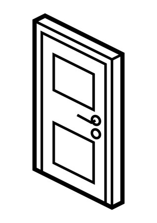 Door icon in isometry style. Repair image for website, app, logo, UI design. Line art illustration.のイラスト素材