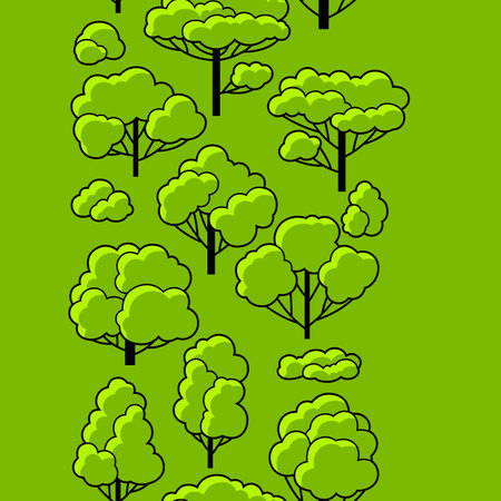 Pattern with trees. Spring or summer stylized plants. Natural illustration.のイラスト素材