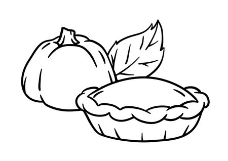 Autumn food illustration. Happy Thanksgiving Day and Halloween traditional symbols. Holiday objects and icons.のイラスト素材