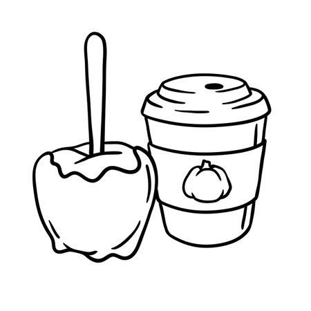 Autumn food illustration. Happy Thanksgiving Day and Halloween traditional symbols. Holiday objects and icons.のイラスト素材