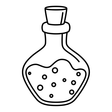 Magic potion in bottle illustration. Witchcraft alchemy mystery element. Alchemy witchcraft image.のイラスト素材