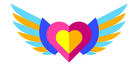 Heart with wings. Abstract decorative illustration. Simple style.のイラスト素材