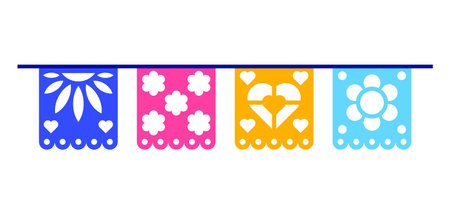Traditional Mexican flags. Dia de los muertos. Day of the Dead symbol.のイラスト素材