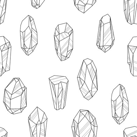 Pattern with crystals or crystalline minerals. Jewelry precious or semiprecious gem stones.のイラスト素材
