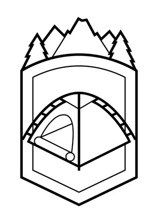 Travel camping badge. Tourist equipment for survival in outdoor. Comfortable stay.のイラスト素材