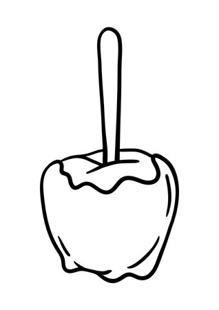Caramel apple illustration. Delicious autumn healthy sweets. Image for cafes and restaurants.のイラスト素材