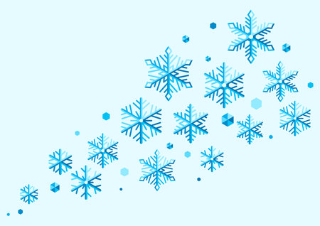 Background with abstract snowflakes. Merry Christmas and Happy New Year illustration. Holiday winter seasonal design.のイラスト素材
