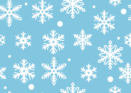 Pattern with abstract snowflakes. Merry Christmas and Happy New Year background. Holiday winter seasonal design.のイラスト素材