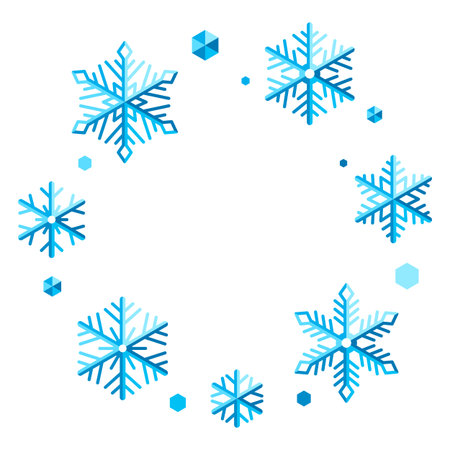 Frame with abstract snowflakes. Merry Christmas and Happy New Year illustration. Holiday winter...