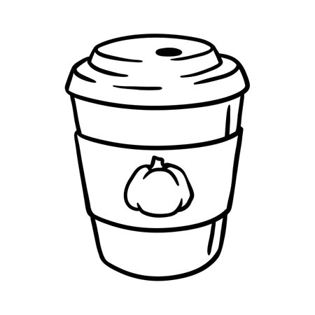 Pumpkin latte illustration. Delicious autumn hot drinks. Image for cafes and restaurants.のイラスト素材
