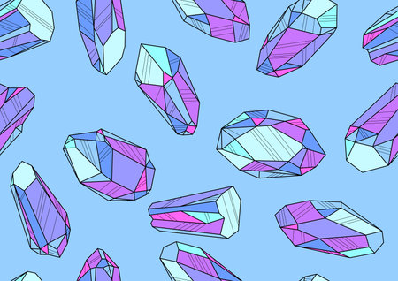 Pattern with crystals or crystalline minerals. Jewelry precious or semiprecious gem stones.のイラスト素材