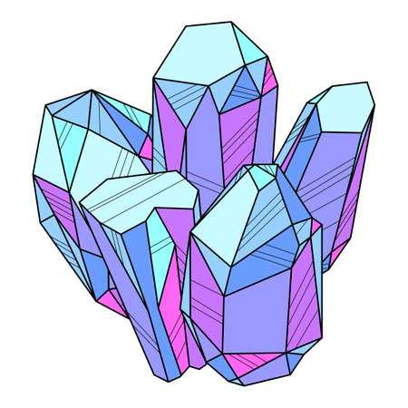 Illustration of crystals or crystalline minerals. Jewelry precious or semiprecious gem stone.のイラスト素材