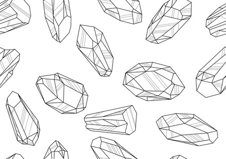 Pattern with crystals or crystalline minerals. Jewelry precious or semiprecious gem stones.のイラスト素材