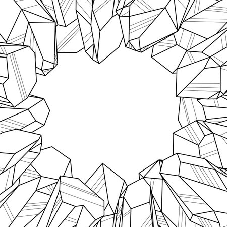 Frame with crystals or minerals. Jewelry precious or semiprecious gem stones.のイラスト素材