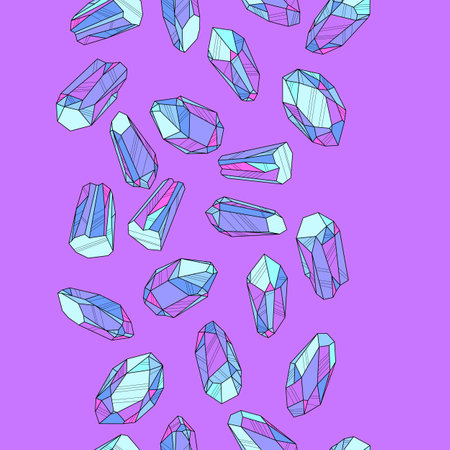 Pattern with crystals or crystalline minerals. Jewelry precious or semiprecious gem stones.のイラスト素材