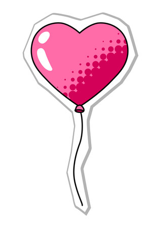 Heart balloon for Valentine Day. Holiday romantic sticker and love symbol. Celebration illustration.のイラスト素材