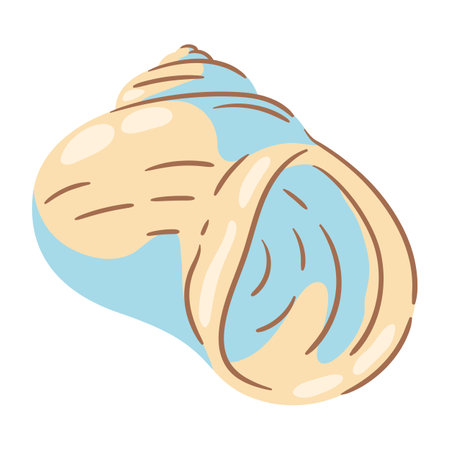 Illustration of seashell. Tropical underwater decorative mollusk shell.のイラスト素材