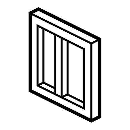 Window icon in isometry style. Repair image for website, app, logo, UI design. Line art illustration.のイラスト素材