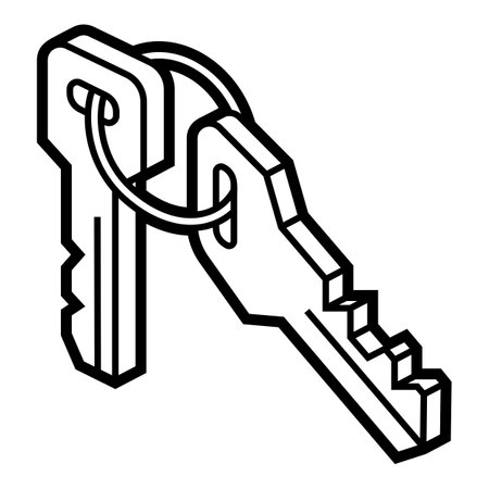 Keys icon in isometry style. Image for website, app, logo, UI design. Line art illustration.のイラスト素材