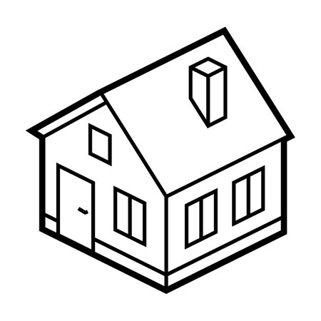 Cottage icon in isometry style. Real estate image for website, app, logo, UI design. Line art illustration.のイラスト素材