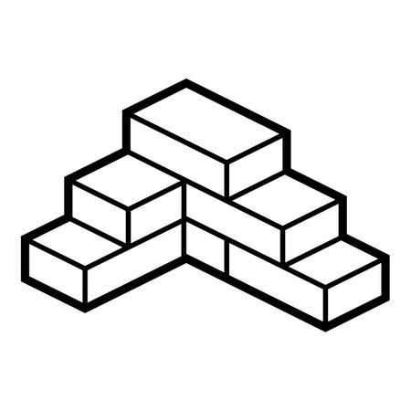 Bricks icon in isometry style. Construction image for website, app, logo, UI design. Line art illustration.のイラスト素材
