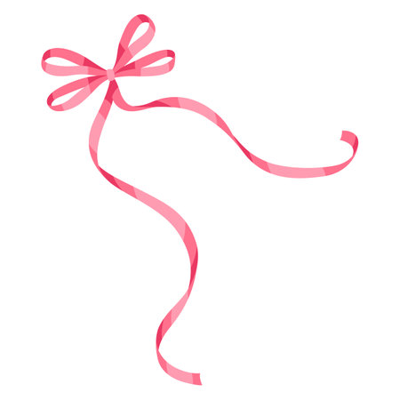 Curly ribbon with bow. Beautiful decorative elegant tape. Decoration for greetings or invitations.のイラスト素材